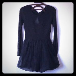 Mesh and Tulle Black Mini Dress